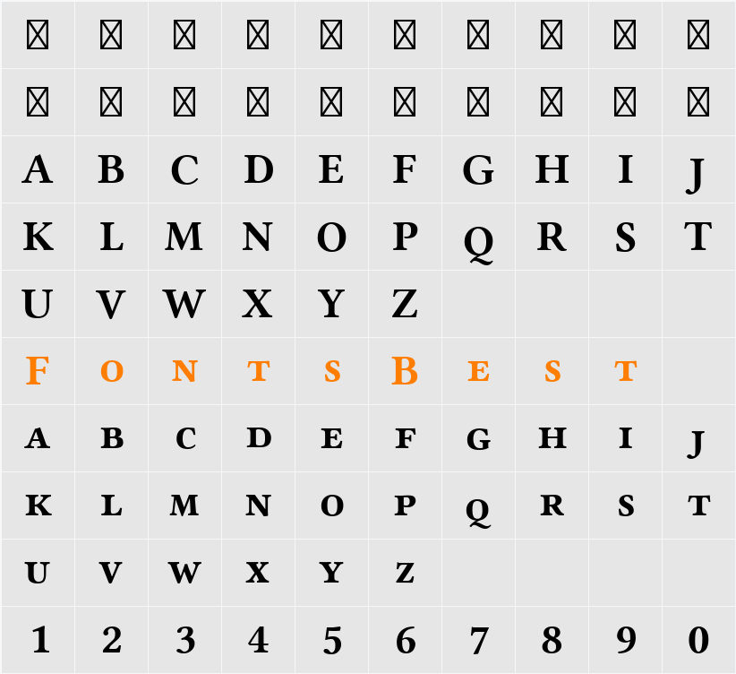 Linux Libertine Capitals Character Map