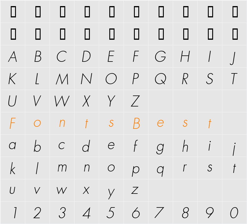 KudosLightSSi Character Map