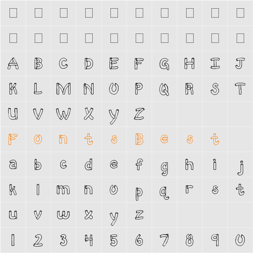 SBC Macaroni Character Map