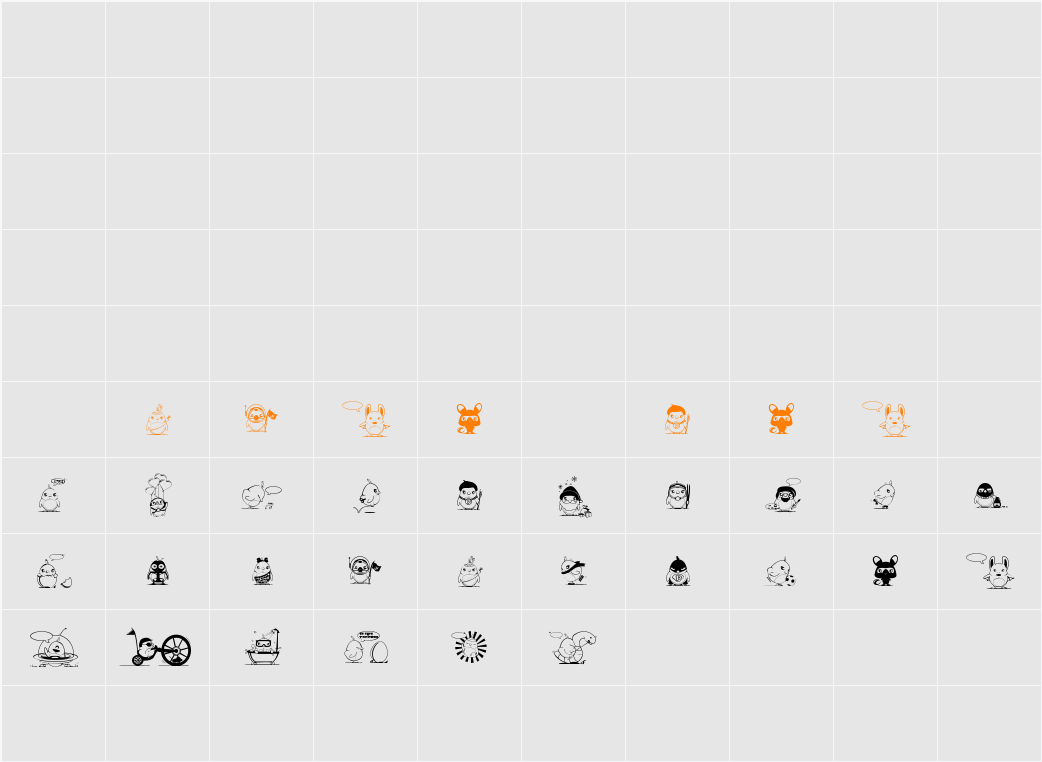 Piou Font Character Map