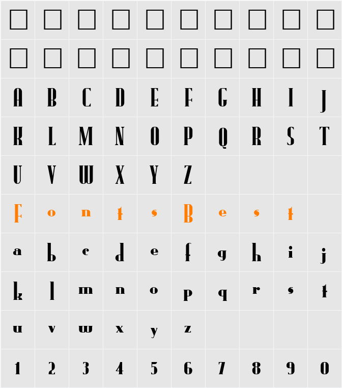 PT Slim Jim Character Map