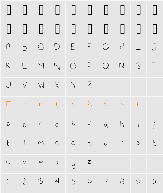 OrionFont Character Map
