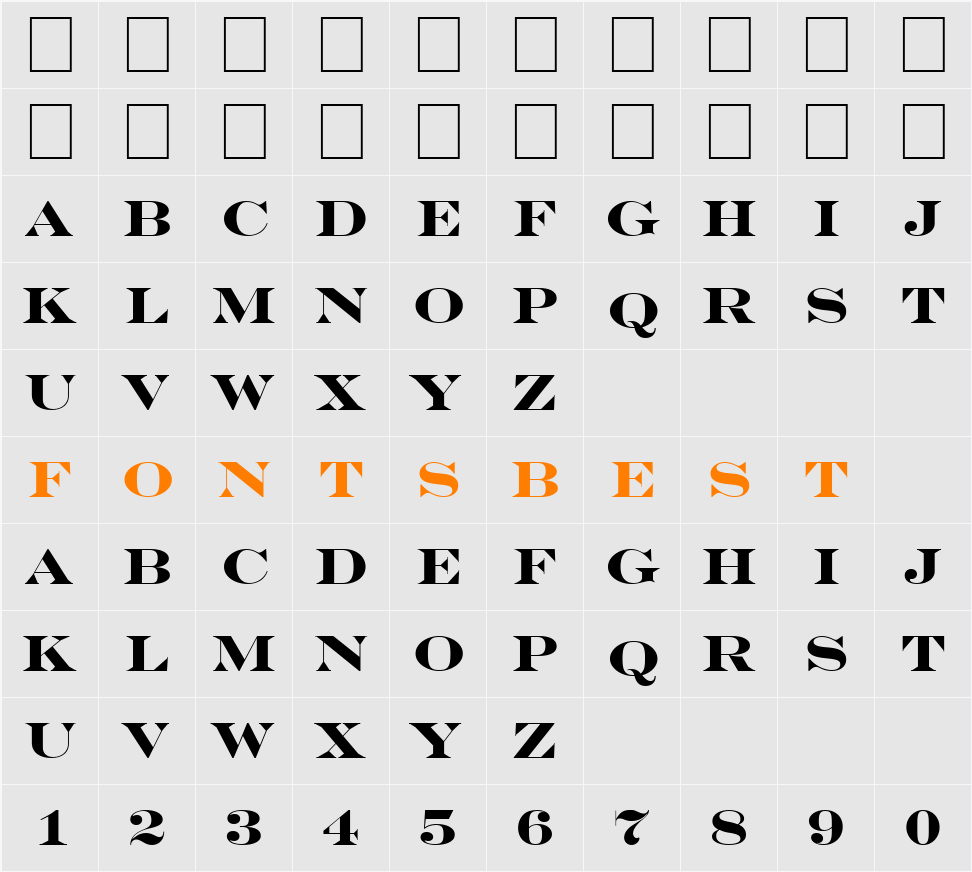 a_SeriferExpTitul Character Map