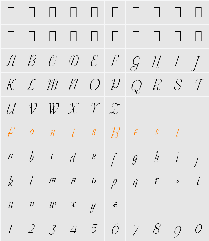 Tango-Condensed Character Map