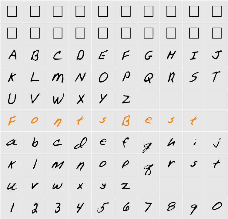 FrostysHand Character Map
