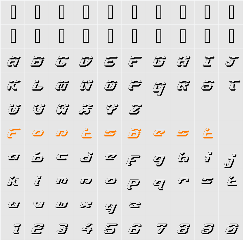 Ensign Flandry LasShad Italic Character Map