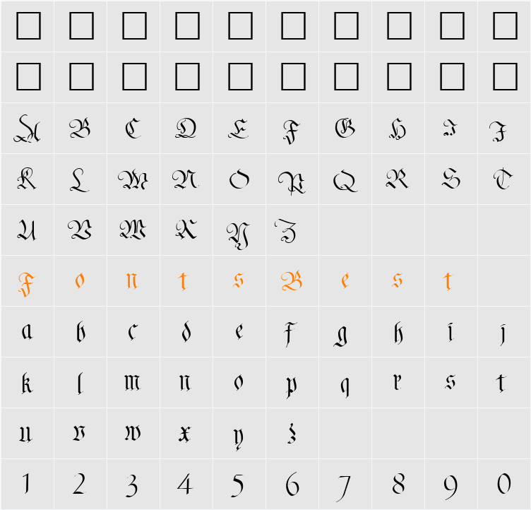 KL Fraktur1 DB Character Map