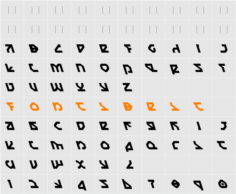 Nostromo Leftalic Character Map