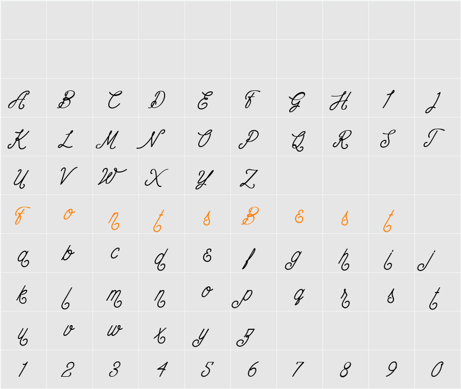 The Wahhabi Script Bold Cond Alt Character Map