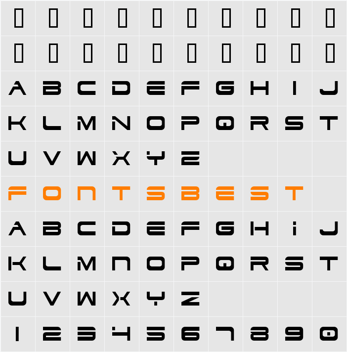 Dodger Condensed Character Map