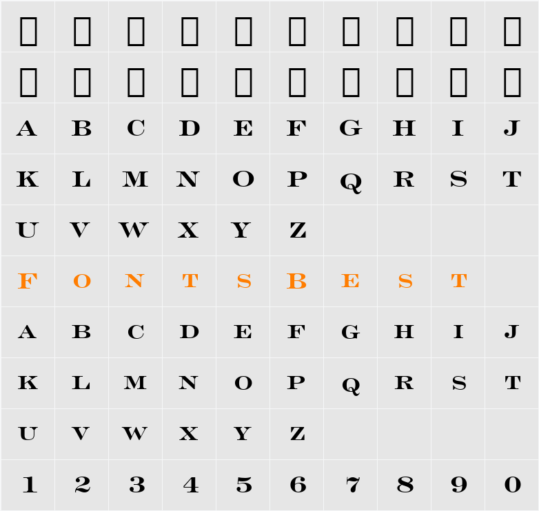 EngravrsRoman Bd BT Character Map
