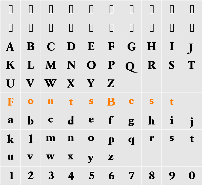 URWGaramondTExtBolWid Character Map