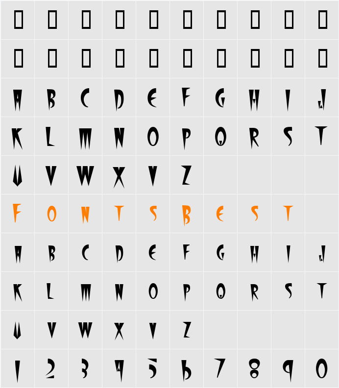 WolfgangCaps Character Map