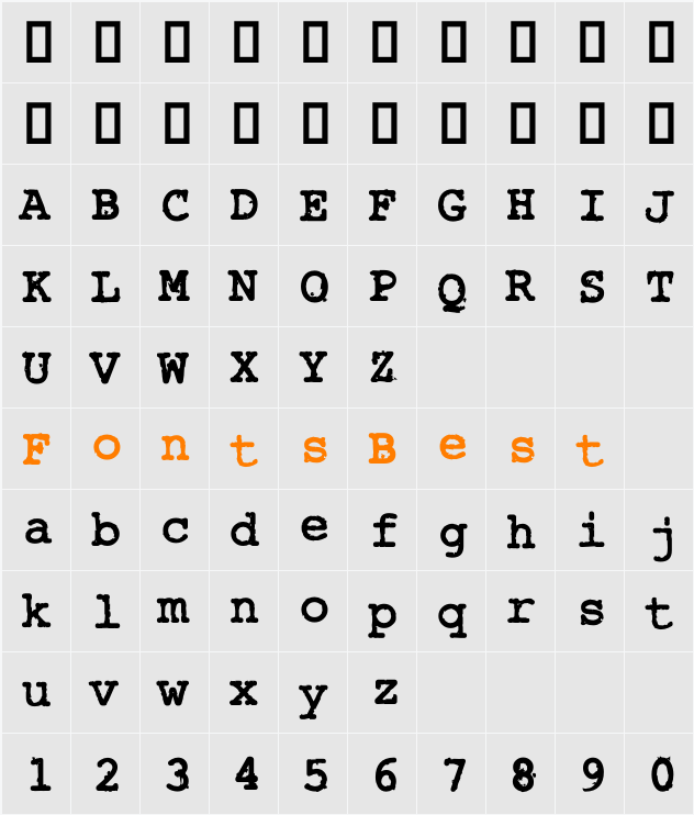 Rough_Typewriter Character Map