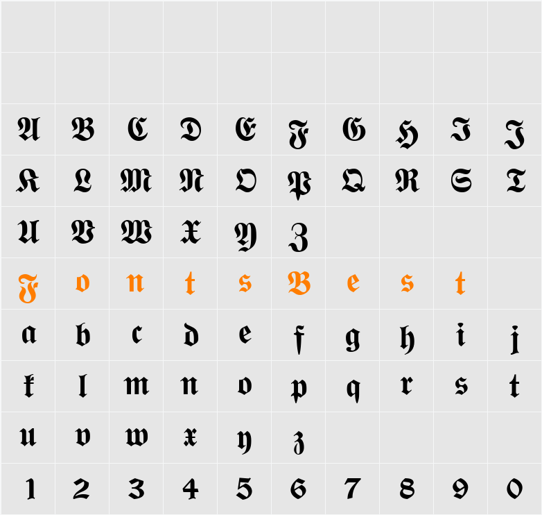 Wittenberger Fraktur MT Character Map