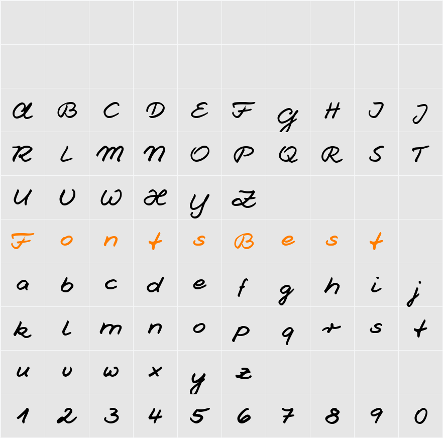 Jesco1 Handwriting Character Map