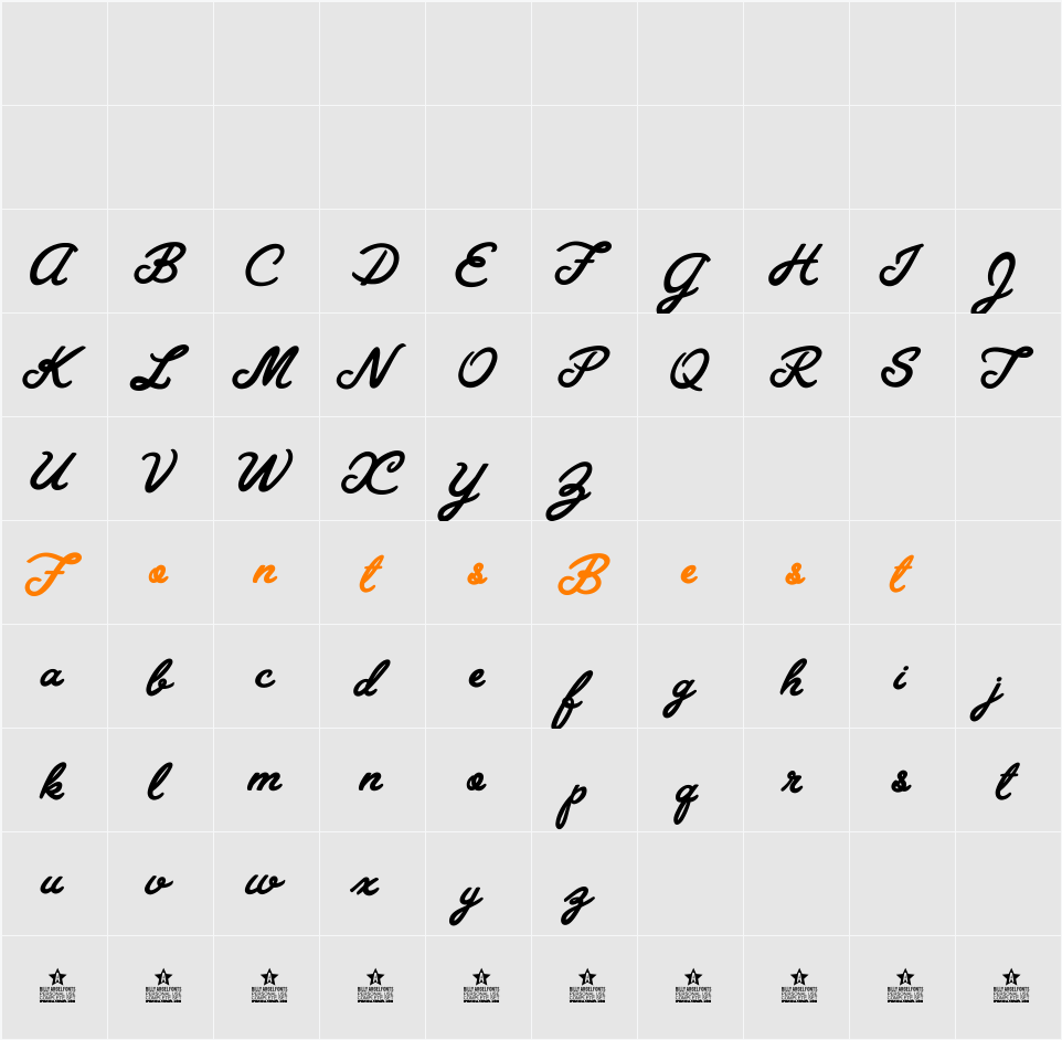 Granada Blues Personal Use Character Map