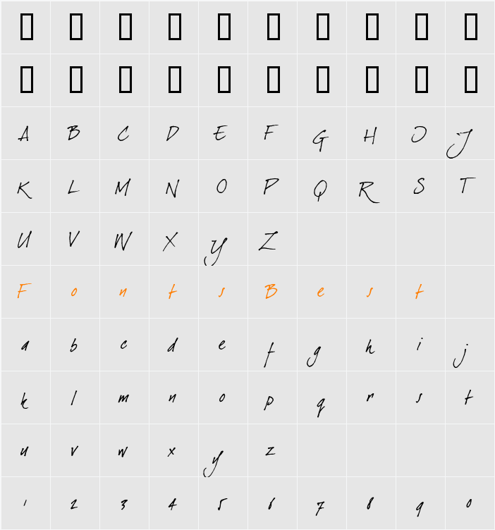 dearJoe Character Map