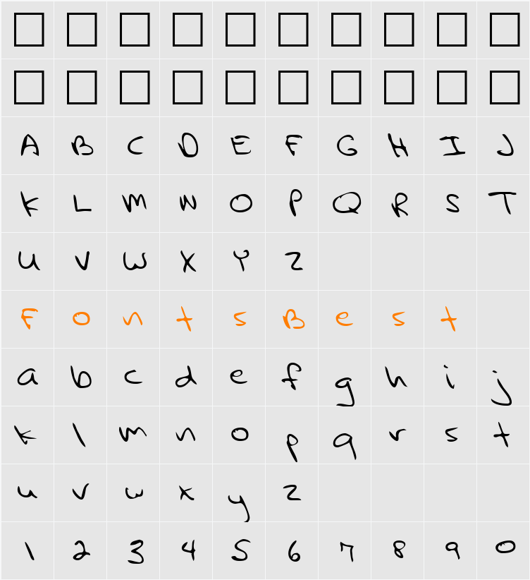 LEHN231 Character Map