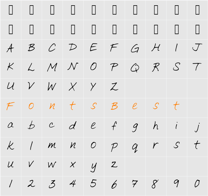 SimpleWriting Character Map