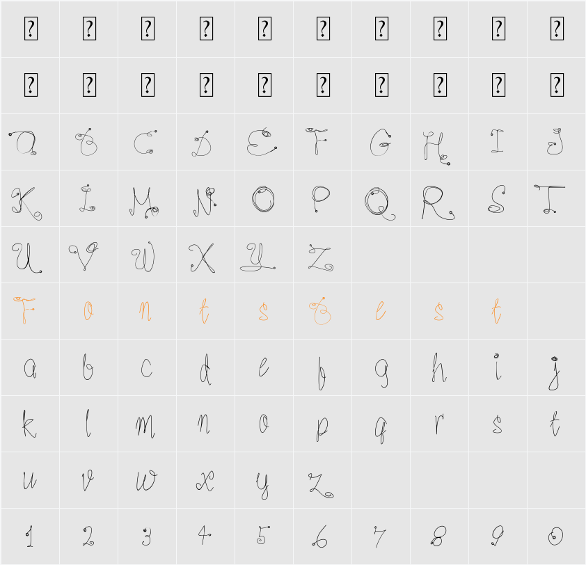 Romer Character Map