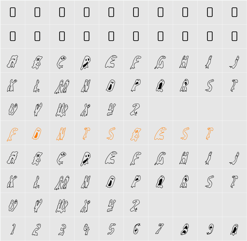Groovy Ghosties Character Map