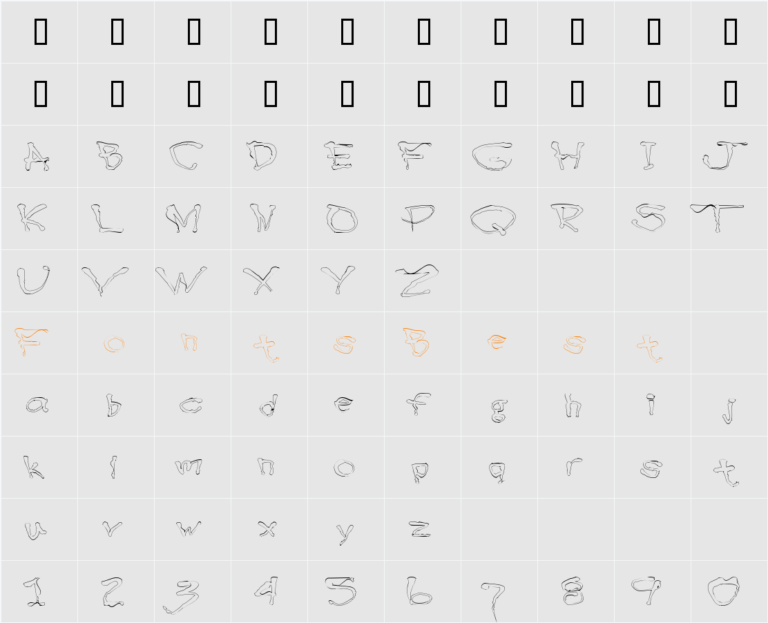JI-Shotes Character Map