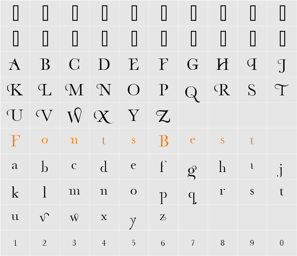 Organic Elements Character Map