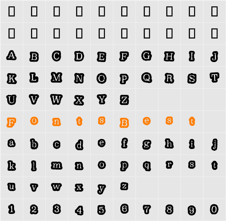 Oxeran Z Character Map