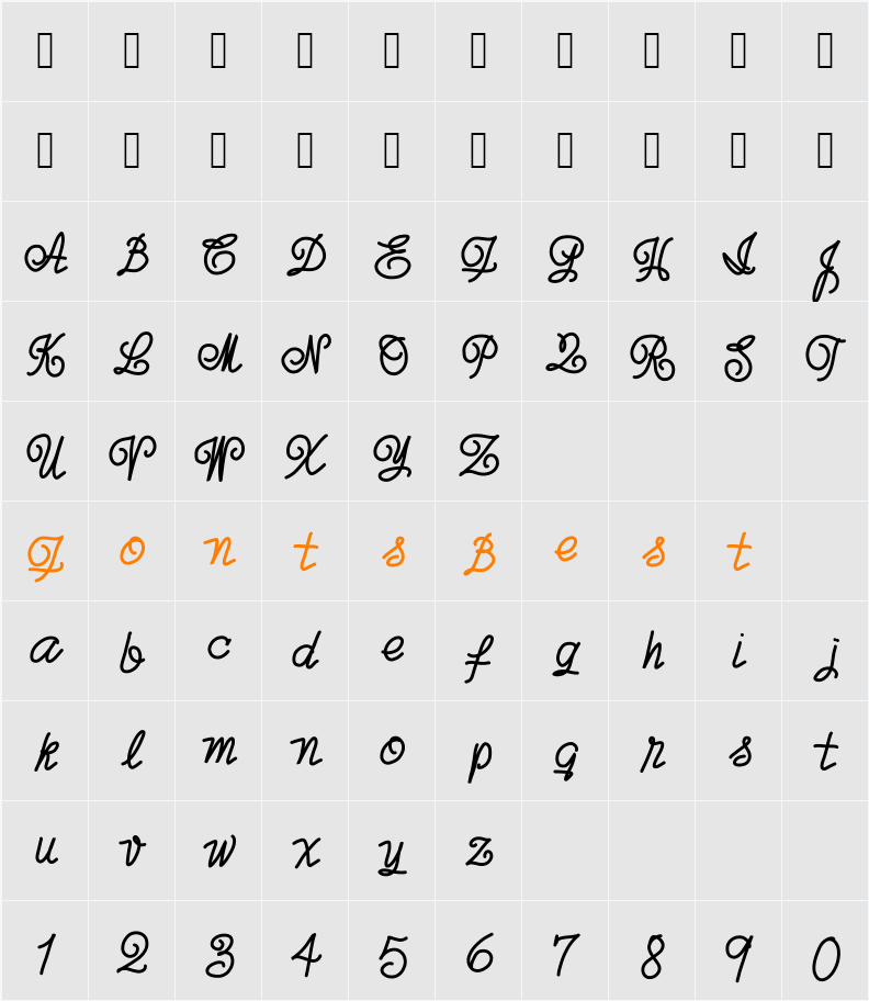 joxigraf Character Map