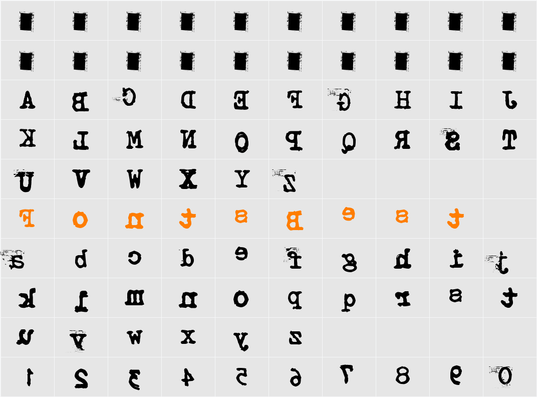 Typistys RORRIM Character Map