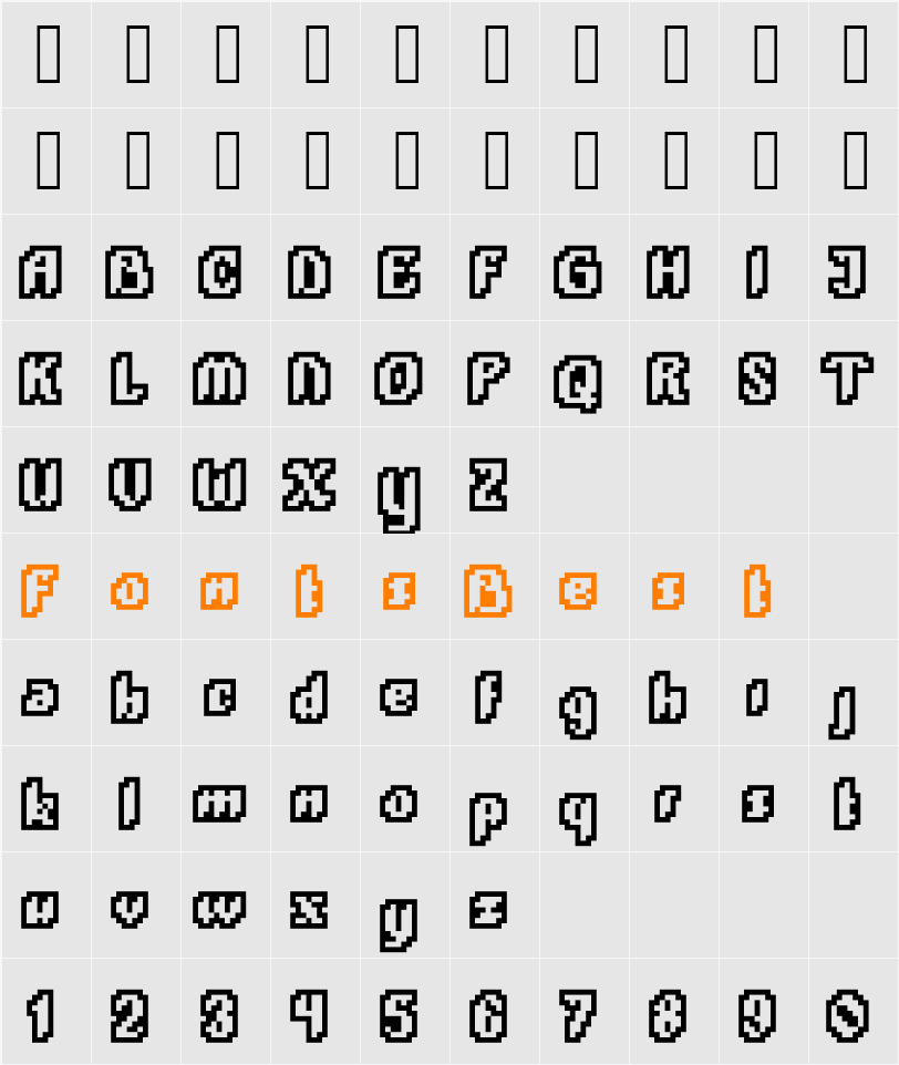 PlopDumpOutline Character Map