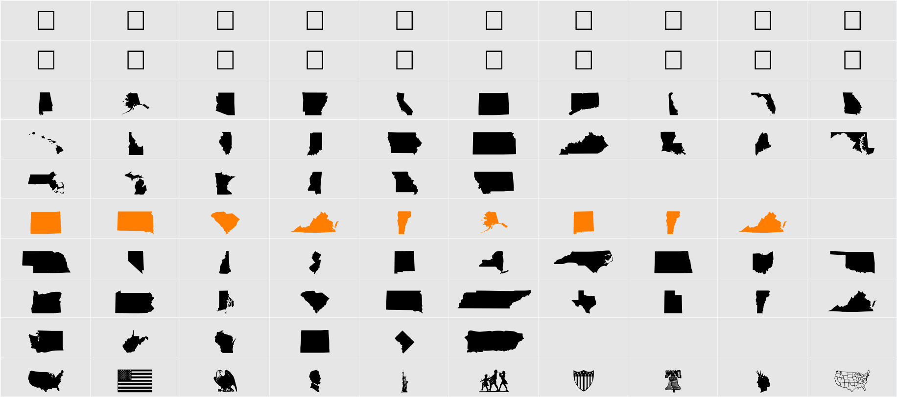 US-Bats Character Map