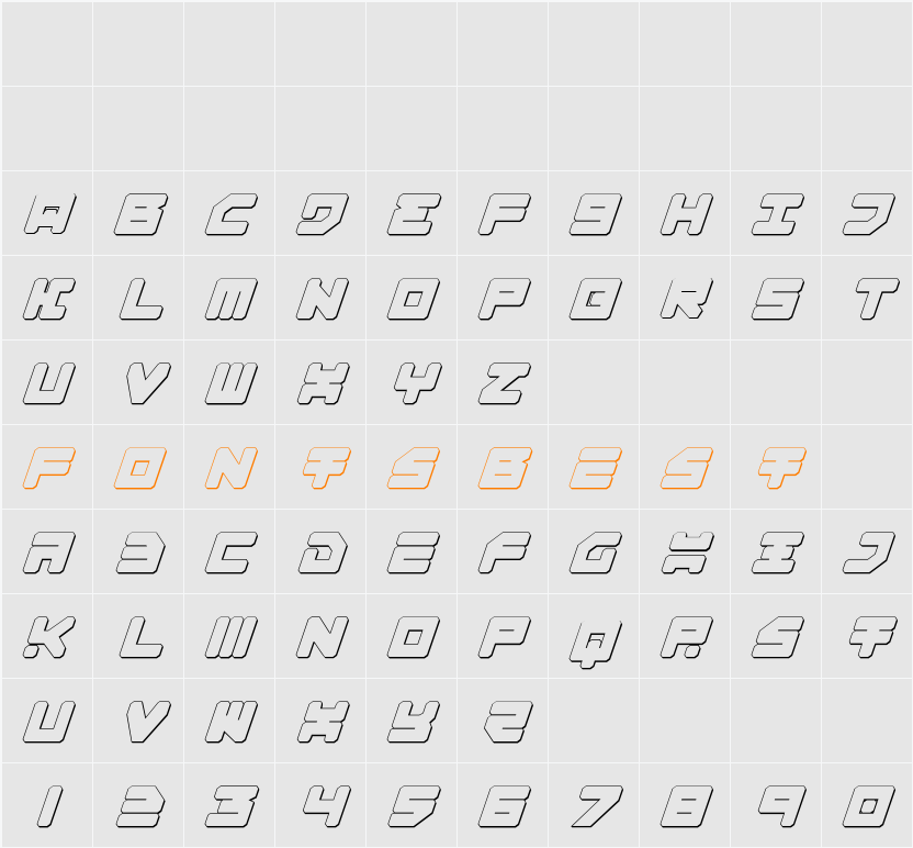Omega-3 3D Italic Character Map