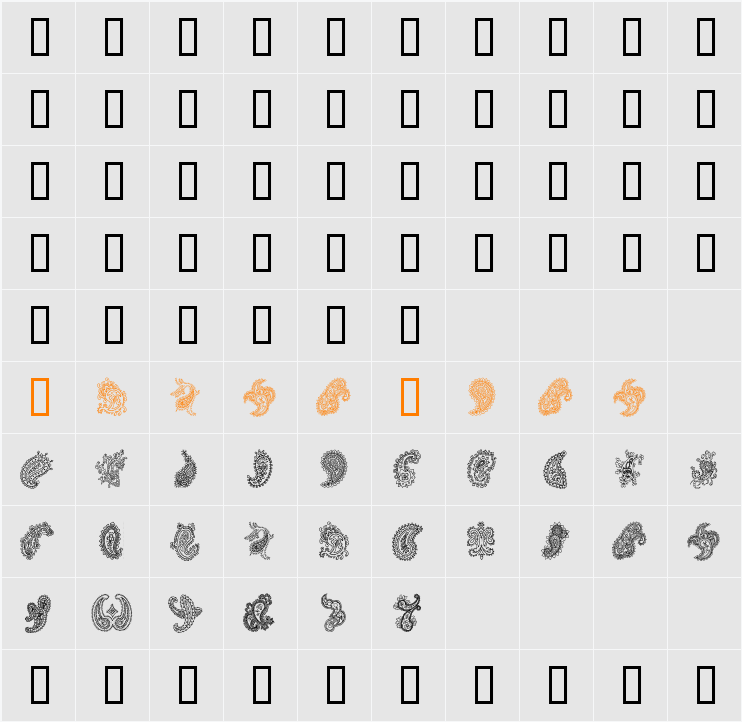Paisley Character Map