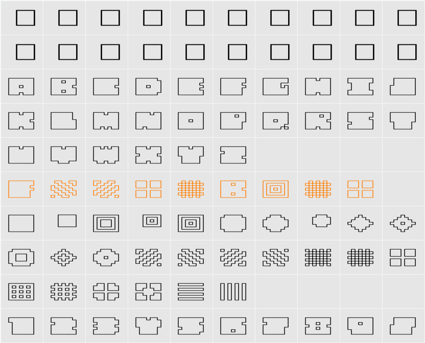 QUBE HOLLOW WIDE Character Map