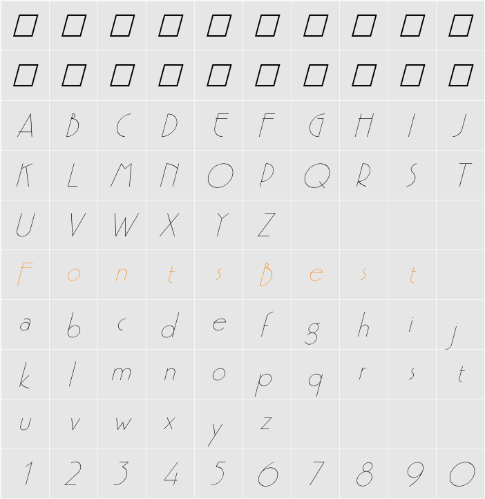 Premi Italic Character Map