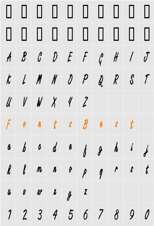 Encino Xtra Condensed Character Map