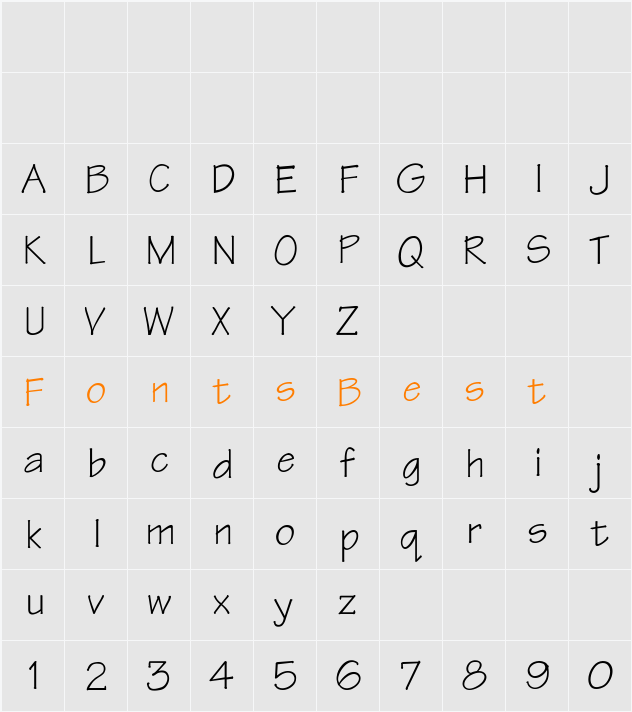 Tekton-Thin Character Map
