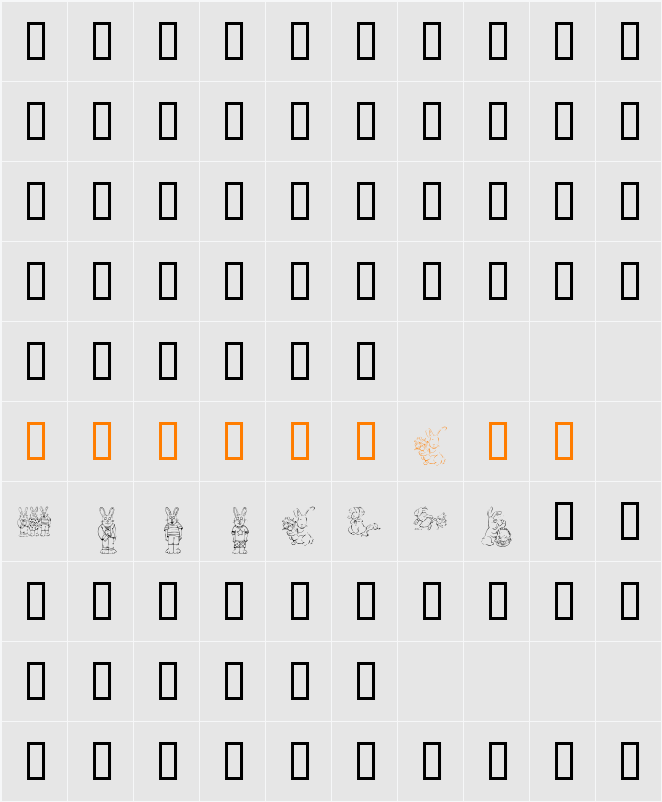 KR Easter Dings Character Map