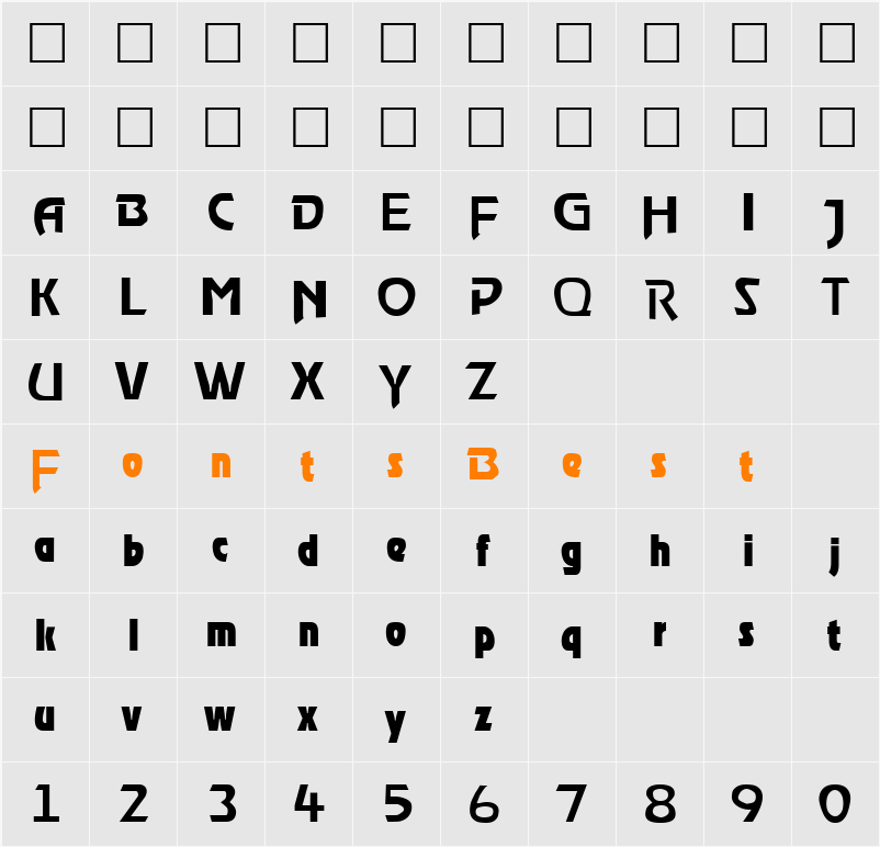 Brash Character Map