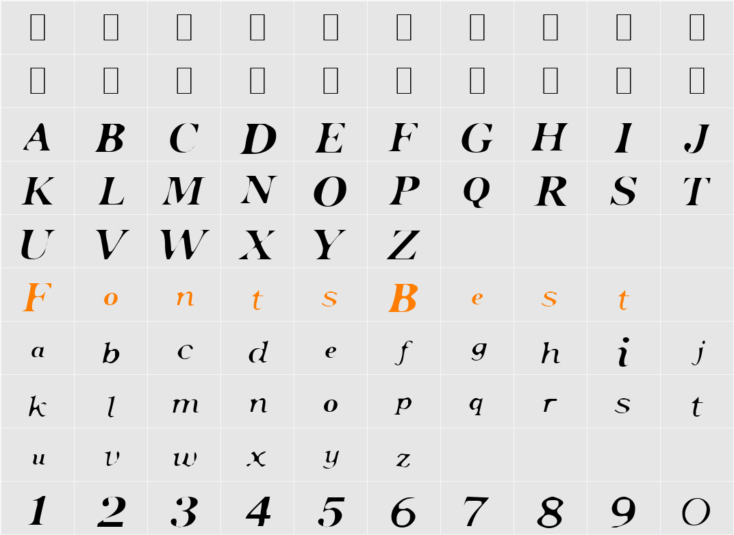 Pensmooth Character Map