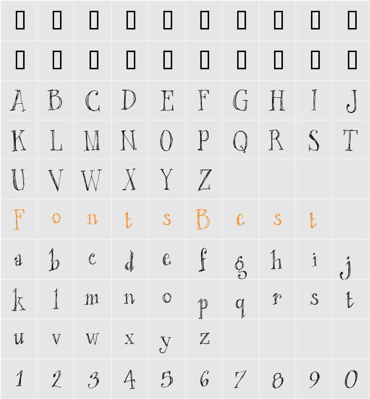 blackout serif Character Map