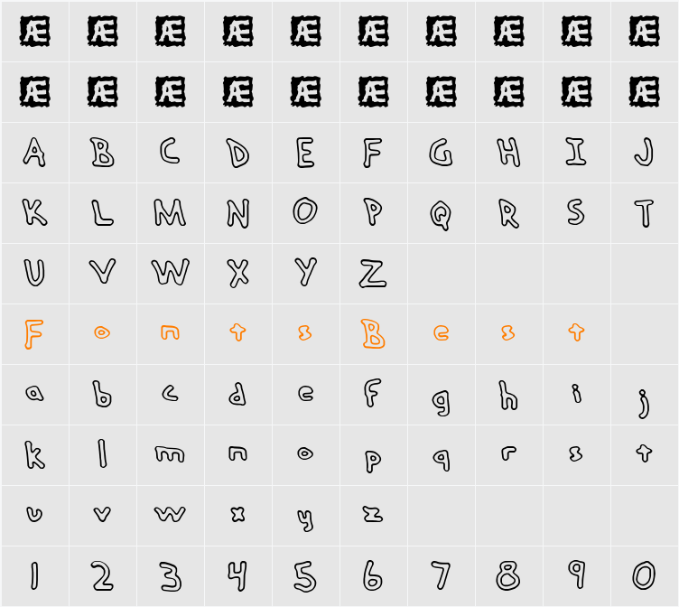 Hand Me Down O BRK Character Map