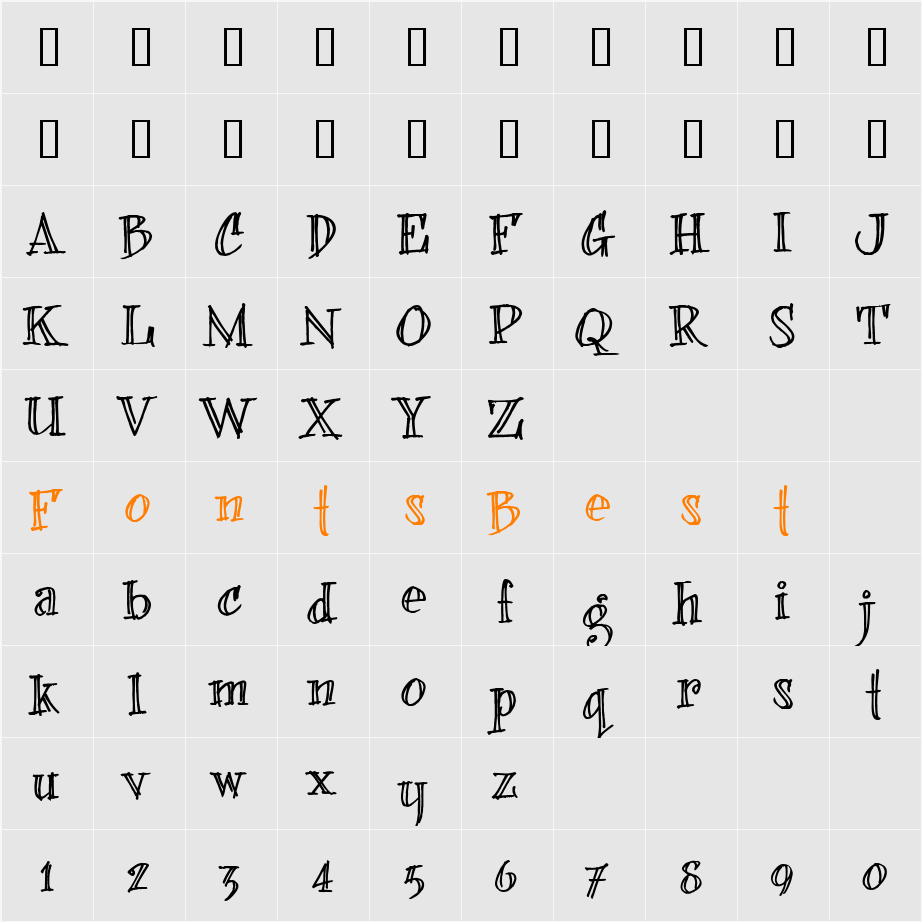 bearerFond Character Map