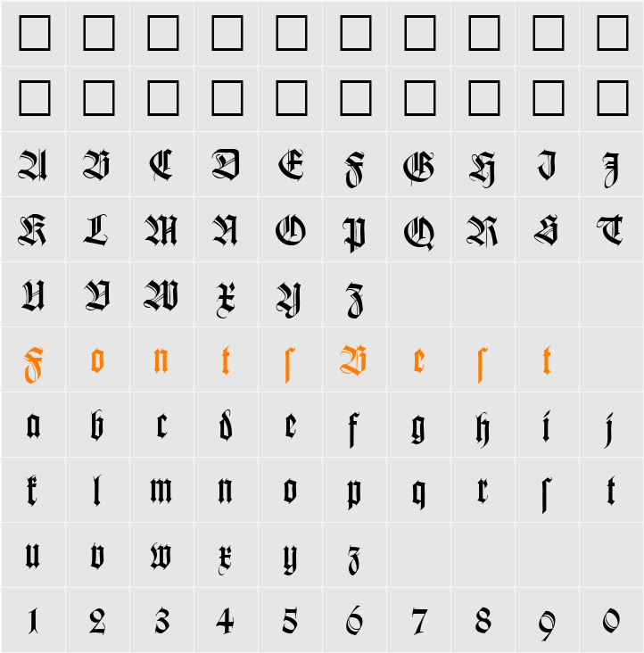 KochFraktur DB Character Map