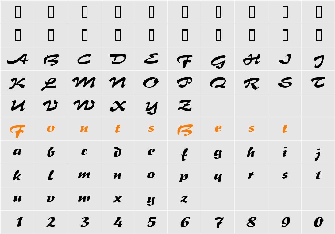 BrushFlairExpanded Character Map