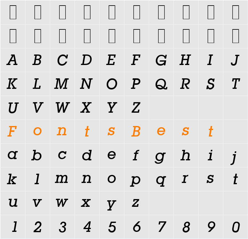 L850-Slab-Medium Character Map