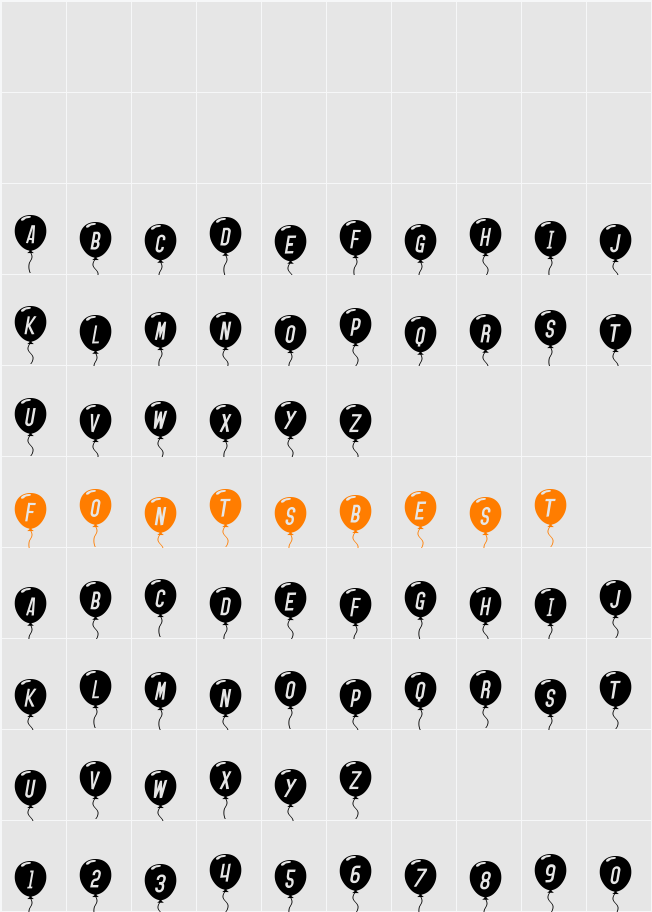 SF Balloons Character Map