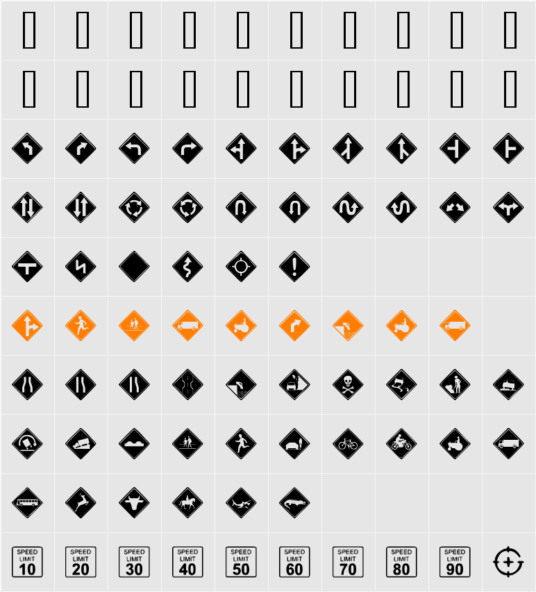 GG SignDings Character Map
